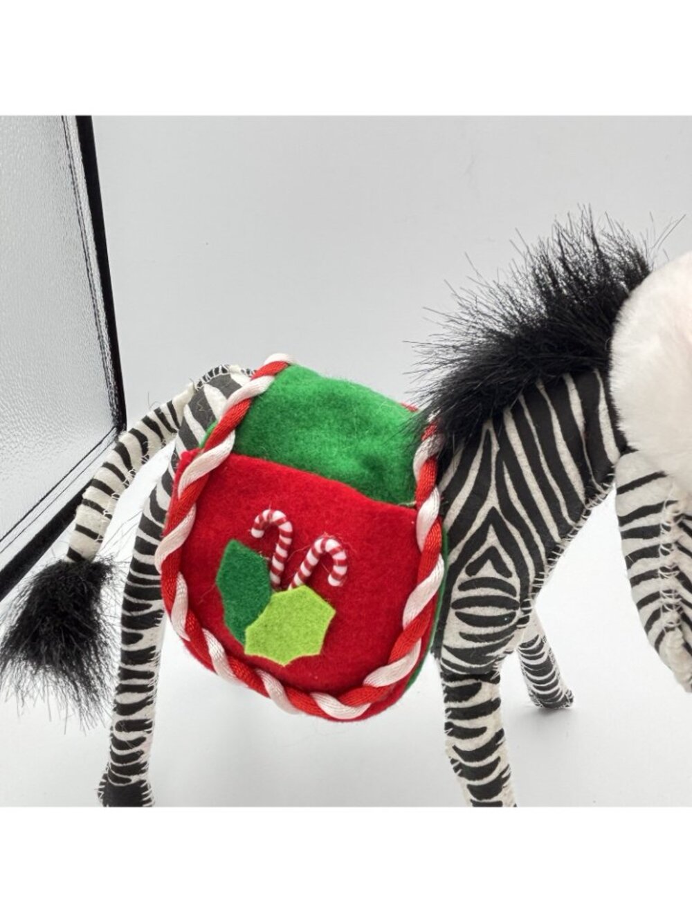 Annalee Dolls Christmas Zebra Candy Canes Santa Hat Plush Red Saddle Black 7” - Picture 10 of 12